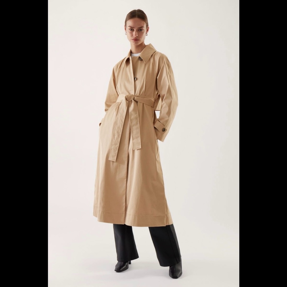 COS Tan Cotton Oversized Trench Coat in 36 - Picture 6 of 9